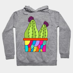 Cute Cactus Design #127: Cute Cacti In A Funky Patterned Pot Hoodie